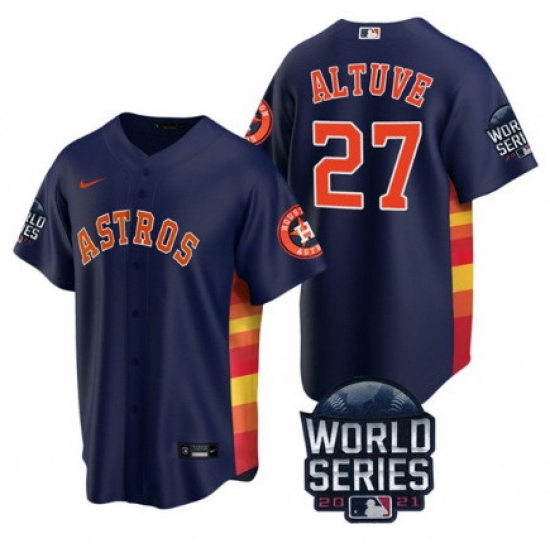 Men Houston Astros 27 Jose Altuve 2021 Navy World Series Cool Base Stitched Baseball Jersey Men Houston Astros 27 Jose Altuve 2021 Navy World Series Cool Base Stitched Baseball Jersey