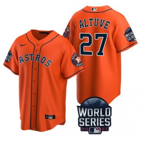 Men Houston Astros 27 Jose Altuve 2021 Orange World Series Cool Base Stitched Baseball Jersey Men Houston Astros 27 Jose Altuve 2021 Orange World Series Cool Base Stitched Baseball Jersey