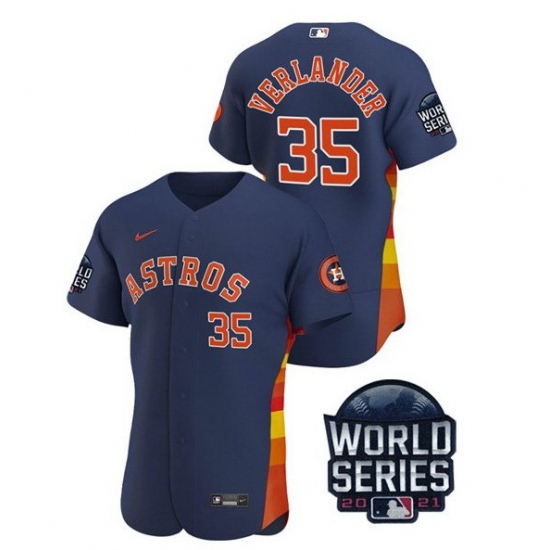 Men Houston Astros 35 Justin Verlander 2021 Navy World Series Flex Base Stitched Baseball Jersey Men Houston Astros 35 Justin Verlander 2021 Navy World Series Flex Base Stitched Baseball Jersey