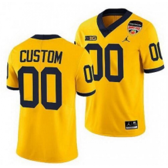 Men michigan Yellow Customized football jerseys Men michigan Yellow Customized football jerseys