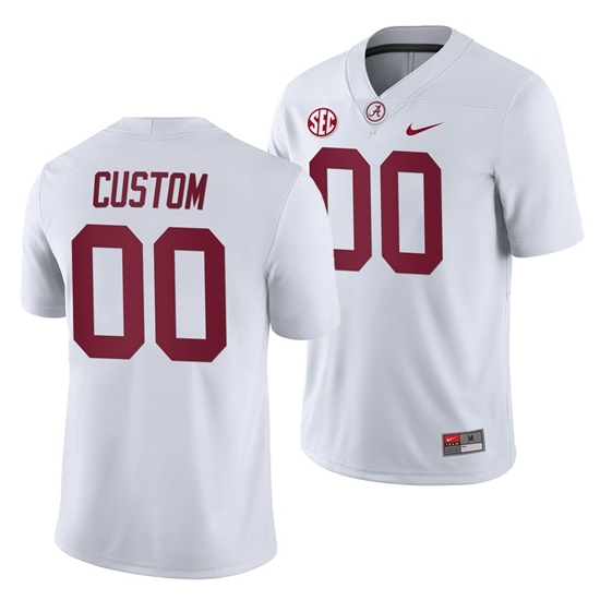 Alabama Crimson Tide Custom White College Football Men's Away Game Jersey Alabama Crimson Tide Custom White College Football Men's Away Game Jersey