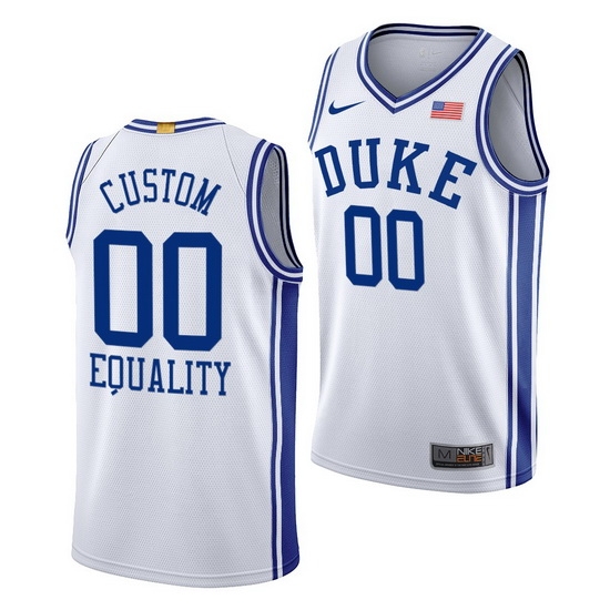Duke Blue Devils Custom White Equality Men Jersey Duke Blue Devils Custom White Equality Men Jersey