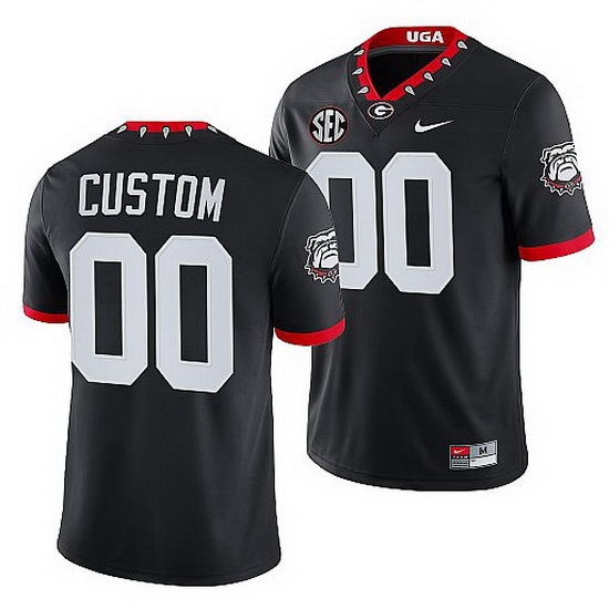 Georgia Bulldogs Custom Black Mascot 100Th Anniversary Men Jersey Georgia Bulldogs Custom Black Mascot 100Th Anniversary Men Jersey