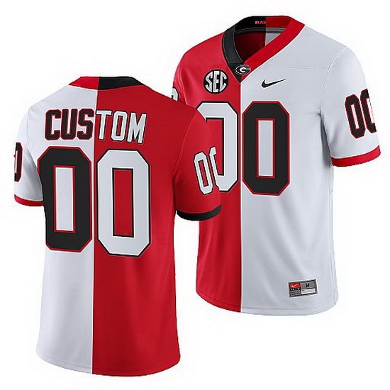 Georgia Bulldogs Custom Red White Split Edition Men Jersey Georgia Bulldogs Custom Red White Split Edition Men Jersey