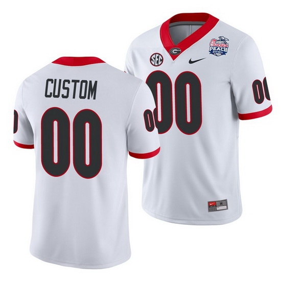 Georgia Bulldogs Custom White 2021 Peach Bowl College Football Jersey Georgia Bulldogs Custom White 2021 Peach Bowl College Football Jersey