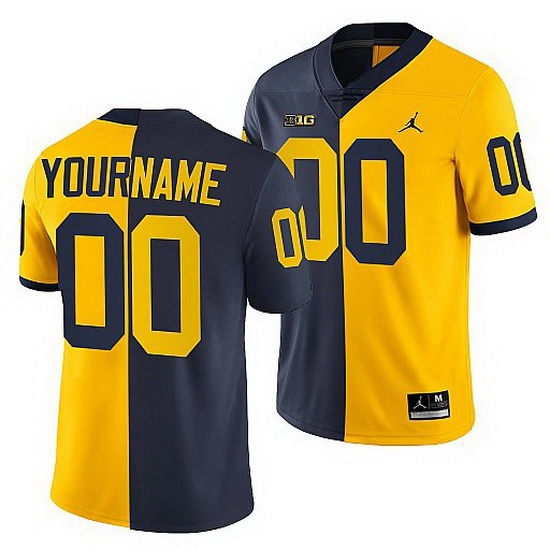 Michigan Wolverines 2021 22 Custom Navy Maize Split Edition College Football Jersey Michigan Wolverines 2021 22 Custom Navy Maize Split Edition College Football Jersey