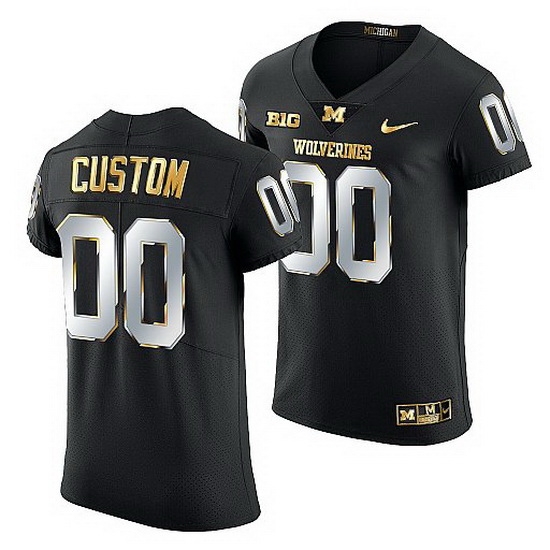 Michigan Wolverines Custom 2021 22 Golden Edition Elite Football Black Jersey Michigan Wolverines Custom 2021 22 Golden Edition Elite Football Black Jersey
