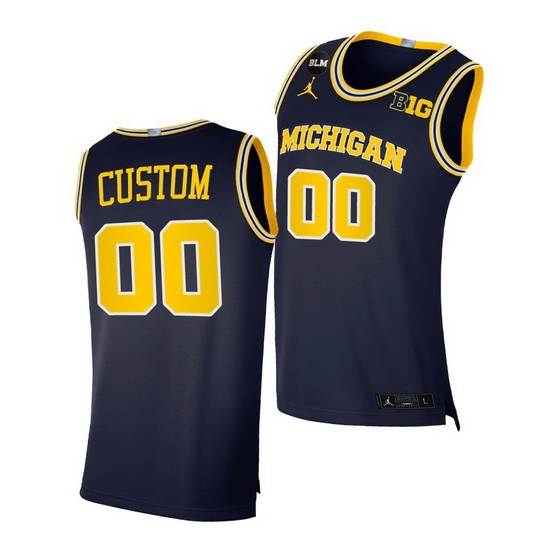 Michigan Wolverines Custom 2021 Big Ten Regular Season Champions Blm Navy Jersey Michigan Wolverines Custom 2021 Big Ten Regular Season Champions Blm Navy Jersey
