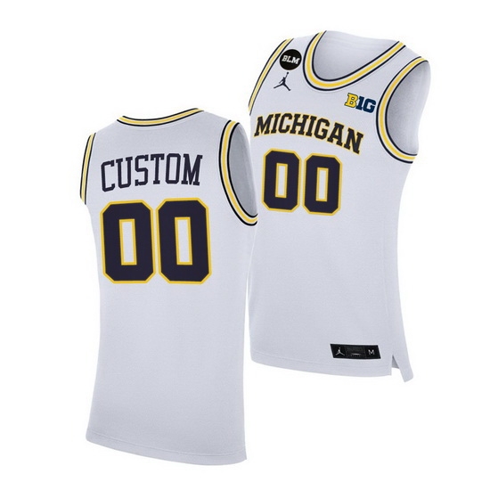 Michigan Wolverines Custom 2021 Big Ten Regular Season Champions Blm White Jersey Michigan Wolverines Custom 2021 Big Ten Regular Season Champions Blm White Jersey
