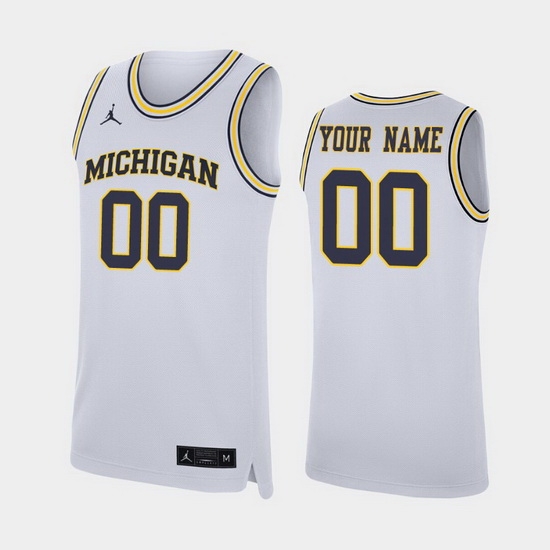 Michigan Wolverines Custom White Replica College Basketball Jersey_2 Michigan Wolverines Custom White Replica College Basketball Jersey_2