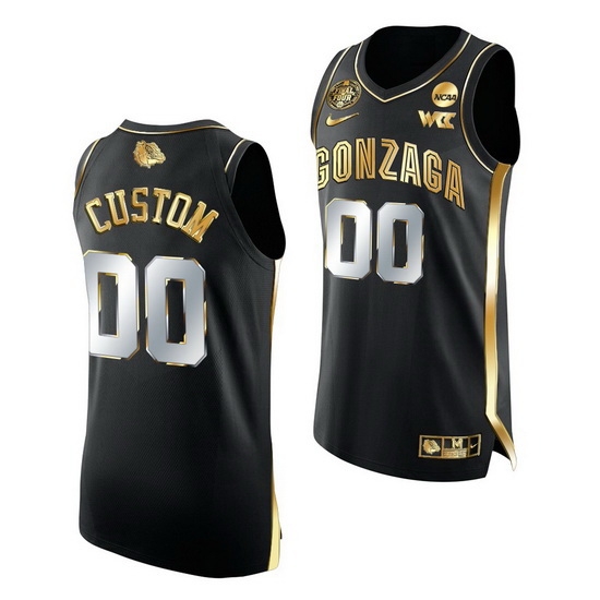 Gonzaga Bulldogs Custom 2021 March Madness Final Four Golden Authentic Black Jersey Gonzaga Bulldogs Custom 2021 March Madness Final Four Golden Authentic Black Jersey