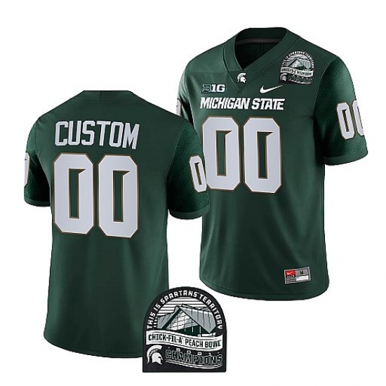 Michigan State Spartans Custom Green 2021 Peach Bowl Champions Cfp Jersey Michigan State Spartans Custom Green 2021 Peach Bowl Champions Cfp Jersey