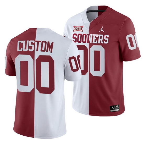 Oklahoma Sooners Custom White Crimson Split Men'S Jersey Oklahoma Sooners Custom White Crimson Split Men'S Jersey