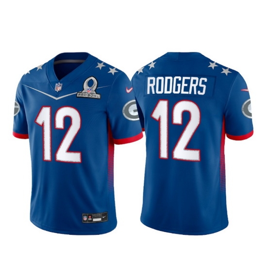 Men 2022 NFL Pro Bowl Green Bay Packers 12 Aaron Rodgers NFC Blue Jersey Men 2022 NFL Pro Bowl Green Bay Packers 12 Aaron Rodgers NFC Blue Jersey