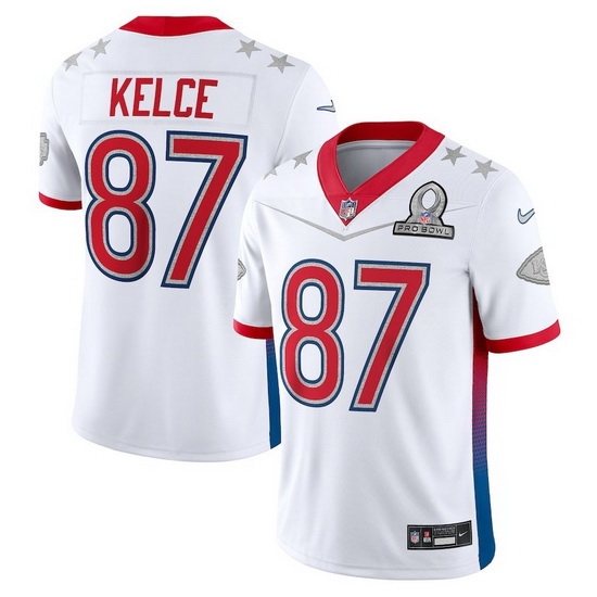 Men 2022 NFL Pro Bowl Kansas City Chiefs 87 Travis Kelce AFC White Jersey Men 2022 NFL Pro Bowl Kansas City Chiefs 87 Travis Kelce AFC White Jersey