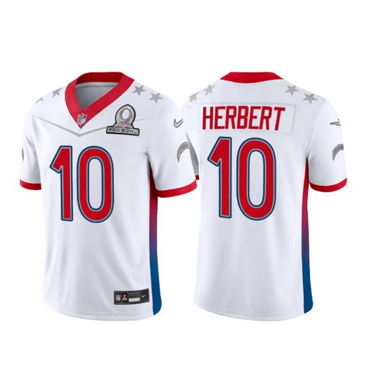 Men 2022 NFL Pro Bowl Los Angeles Chargers #10 Justin Herbert AFC White Jersey Men 2022 NFL Pro Bowl Los Angeles Chargers #10 Justin Herbert AFC White Jersey