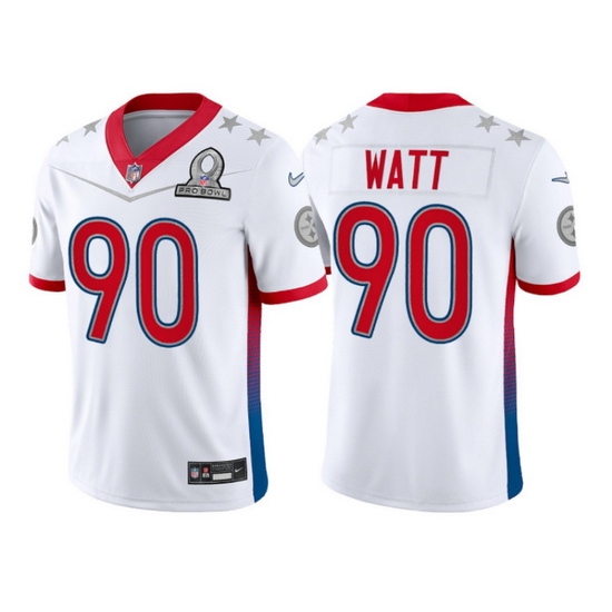 Men 2022 NFL Pro Bowl Pittsburgh Steelers 90 T J Watt AFC White Jersey Men 2022 NFL Pro Bowl Pittsburgh Steelers 90 T J Watt AFC White Jersey