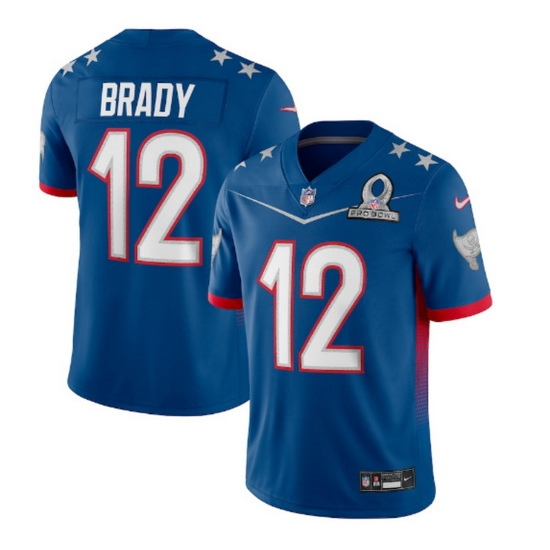 Men 2022 NFL Pro Bowl Tampa Bay Buccaneers #12 Tom Brady NFC Blue Jersey Men 2022 NFL Pro Bowl Tampa Bay Buccaneers #12 Tom Brady NFC Blue Jersey
