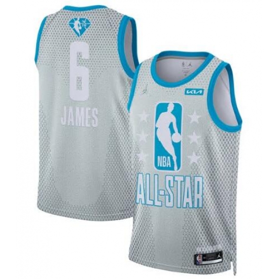 Men 2022 All Star 6 Lebron James Gray Stitched Basketball Jersey Men 2022 All Star 6 Lebron James Gray Stitched Basketball Jersey