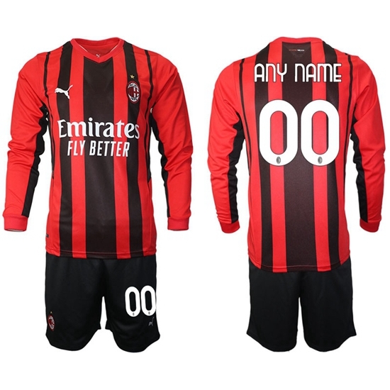 Men AC Milan Long Sleeve Soccer Jerseys 500 Customized Men AC Milan Long Sleeve Soccer Jerseys 500 Customized
