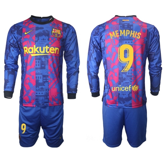 Men Barcelona Long Sleeve Soccer Jerseys 516 Men Barcelona Long Sleeve Soccer Jerseys 516