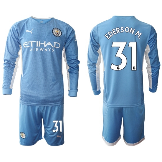 Men Manchester City Long Sleeve Soccer Jerseys 501 Men Manchester City Long Sleeve Soccer Jerseys 501