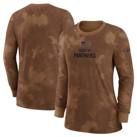 Women Carolina Panthers Brown 2023 Salute To Service Long Sleeve T Shirt Run Small Women Carolina Panthers Brown 2023 Salute To Service Long Sleeve T Shirt Run Small