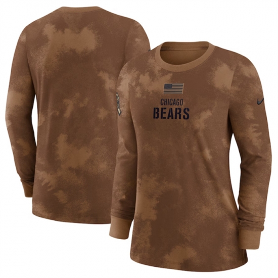 Women Chicago Bears Brown 2023 Salute To Service Long Sleeve T Shirt Run Small Women Chicago Bears Brown 2023 Salute To Service Long Sleeve T Shirt Run Small