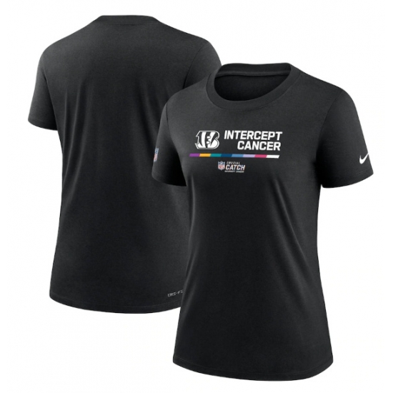 Women Cincinnati Bengals 2022 Black Crucial Catch Performance T Shirt Women Cincinnati Bengals 2022 Black Crucial Catch Performance T Shirt
