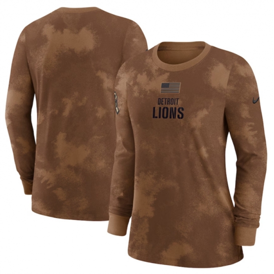 Women Detroit Lions Brown 2023 Salute To Service Long Sleeve T Shirt Run Small Women Detroit Lions Brown 2023 Salute To Service Long Sleeve T Shirt Run Small