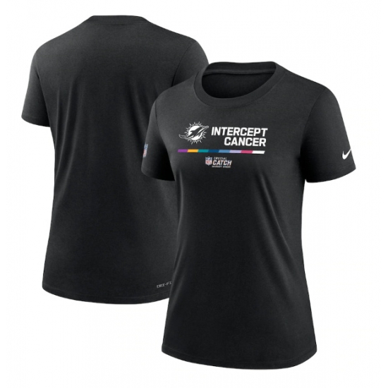Women Miami Dolphins 2022 Black Crucial Catch Performance T Shirt Women Miami Dolphins 2022 Black Crucial Catch Performance T Shirt