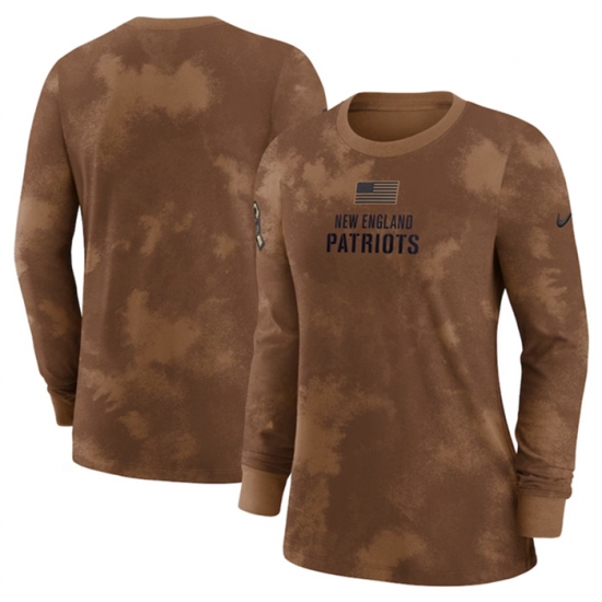 Women New England Patriots Brown 2023 Salute To Service Long Sleeve T Shirt Run Small Women New England Patriots Brown 2023 Salute To Service Long Sleeve T Shirt Run Small