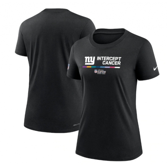 Women New York Giants 2022 Black Crucial Catch Performance T Shirt Women New York Giants 2022 Black Crucial Catch Performance T Shirt
