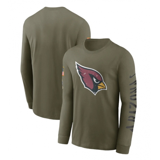 Men Arizona Cardinals Olive 2022 Salute To Service Long Sleeve T Shirt Men Arizona Cardinals Olive 2022 Salute To Service Long Sleeve T Shirt