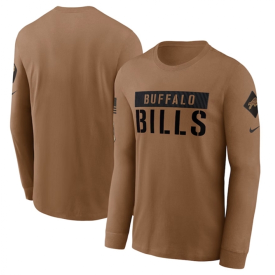 Men Buffalo Bills 2023 Brown Salute To Service Long Sleeve T Shirt Men Buffalo Bills 2023 Brown Salute To Service Long Sleeve T Shirt