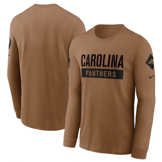 Men Carolina Panthers 2023 Brown Salute To Service Long Sleeve T Shirt Men Carolina Panthers 2023 Brown Salute To Service Long Sleeve T Shirt