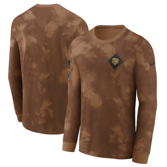Men Chicago Bears Brown 2023 Salute To Service Long Sleeve T Shirt Men Chicago Bears Brown 2023 Salute To Service Long Sleeve T Shirt