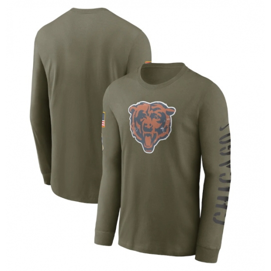 Men Chicago Bears Olive 2022 Salute To Service Long Sleeve T Shirt Men Chicago Bears Olive 2022 Salute To Service Long Sleeve T Shirt