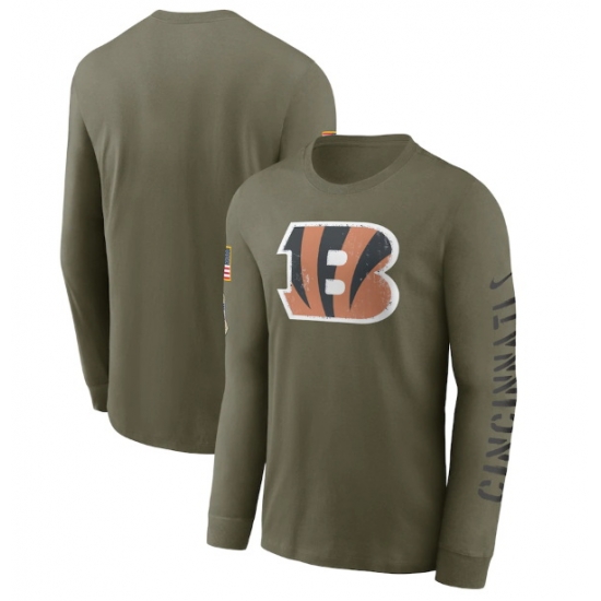 Men Cincinnati Bengals Olive 2022 Salute To Service Long Sleeve T Shirt Men Cincinnati Bengals Olive 2022 Salute To Service Long Sleeve T Shirt