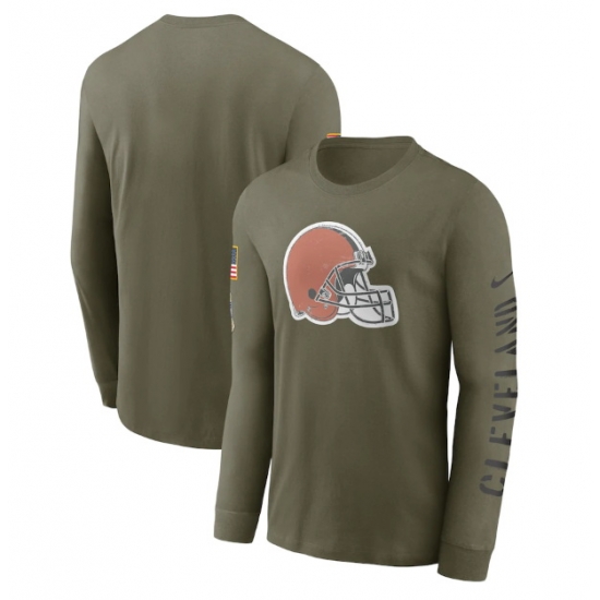 Men Cleveland Browns Olive 2022 Salute To Service Long Sleeve T Shirt Men Cleveland Browns Olive 2022 Salute To Service Long Sleeve T Shirt