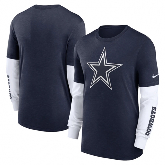 Men Dallas Cowboys Heather Navy Slub Fashion Long Sleeve T Shirt Men Dallas Cowboys Heather Navy Slub Fashion Long Sleeve T Shirt