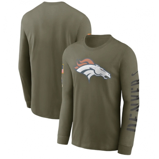 Men Denver Broncos Olive 2022 Salute To Service Long Sleeve T Shirt Men Denver Broncos Olive 2022 Salute To Service Long Sleeve T Shirt