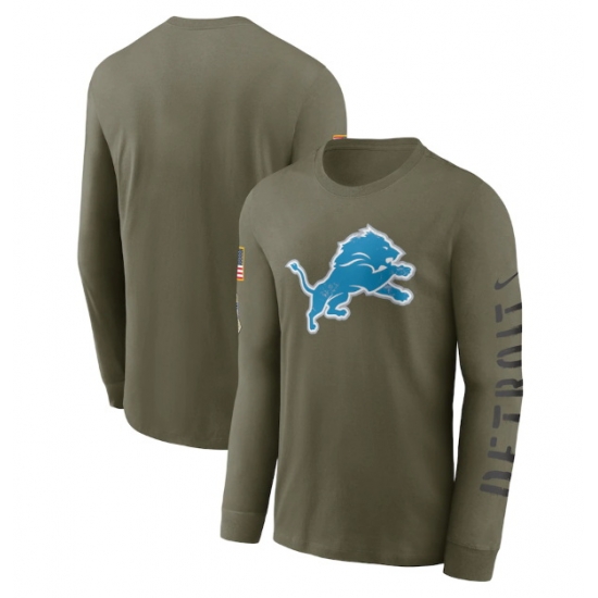 Men Detroit Lions Olive 2022 Salute To Service Long Sleeve T Shirt Men Detroit Lions Olive 2022 Salute To Service Long Sleeve T Shirt