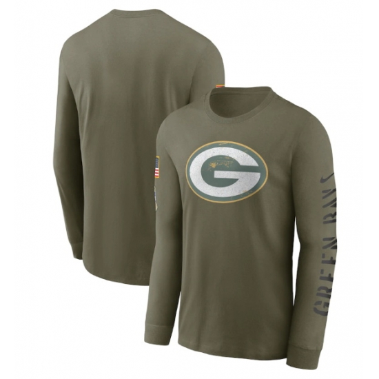 Men Green Bay Packers Olive 2022 Salute To Service Long Sleeve T Shirt Men Green Bay Packers Olive 2022 Salute To Service Long Sleeve T Shirt