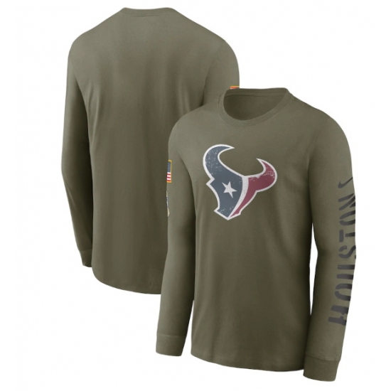 Men Houston Texans Olive 2022 Salute To Service Long Sleeve T Shirt Men Houston Texans Olive 2022 Salute To Service Long Sleeve T Shirt
