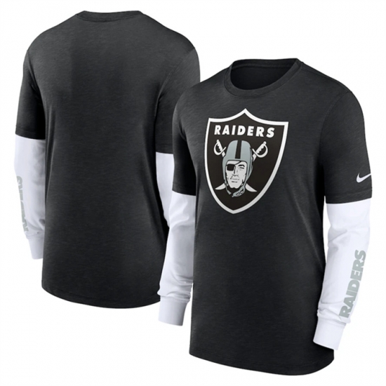 Men Las Vegas Raiders Heather Black Slub Fashion Long Sleeve T Shirt Men Las Vegas Raiders Heather Black Slub Fashion Long Sleeve T Shirt
