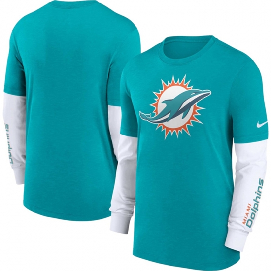 Men Miami Dolphins Heather Aqua Slub Fashion Long Sleeve T Shirt Men Miami Dolphins Heather Aqua Slub Fashion Long Sleeve T Shirt