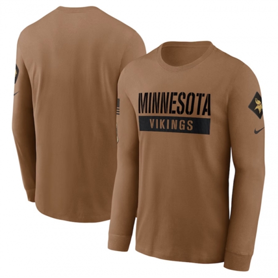 Men Minnesota Vikings 2023 Brown Salute To Service Long Sleeve T Shirt Men Minnesota Vikings 2023 Brown Salute To Service Long Sleeve T Shirt