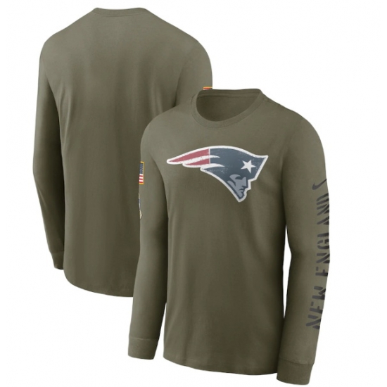 Men New England Patriots Olive 2022 Salute To Service Long Sleeve T Shirt Men New England Patriots Olive 2022 Salute To Service Long Sleeve T Shirt