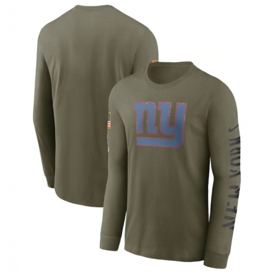 Men New York Giants Olive 2022 Salute To Service Long Sleeve T Shirt Men New York Giants Olive 2022 Salute To Service Long Sleeve T Shirt